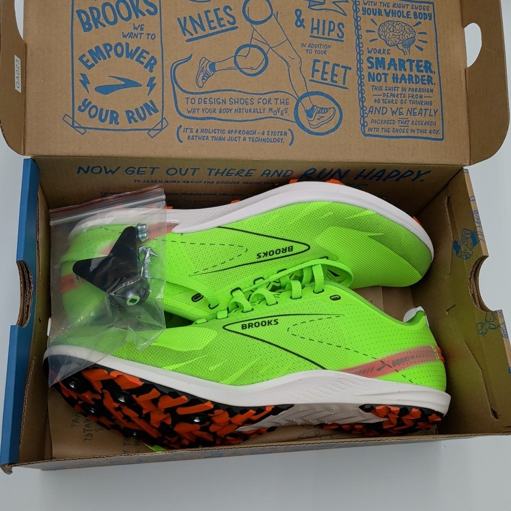 Brooks Draft XC Mens 8.5 Womens 10 NEW Green Gecko‎ Cross Country Spikes Shoes
